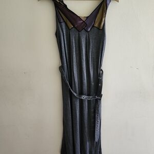 Y2K Max Azria Sleeveless Dress With Braided Silk Embellishment & Belt Size Small